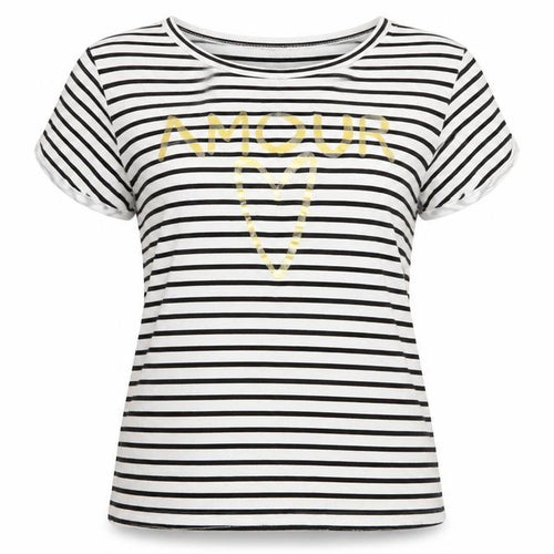 Quiz Womens Black Striped  Basic T-Shirt Size 12  - amour