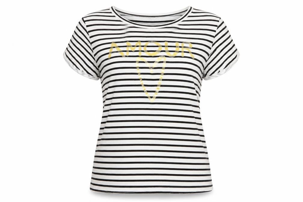 Quiz Womens Black Striped  Basic T-Shirt Size 12  - amour