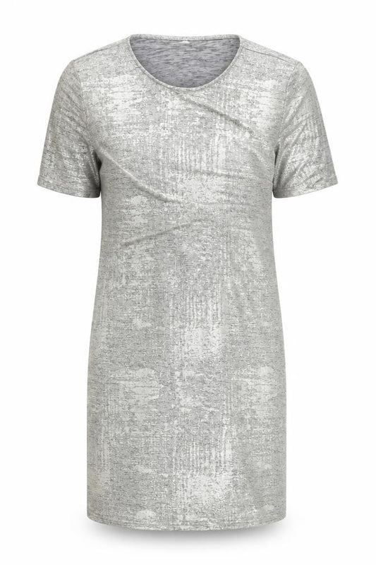 Front view of River Island women’s gold t-shirt dress, size UK 8