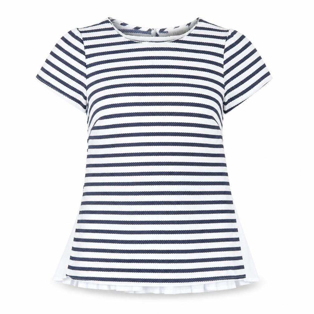 savida Womens Blue Striped  Basic T-Shirt Size 8