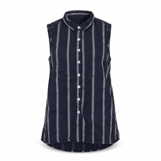 Front view of Atmosphere women’s blue striped basic button-up, size UK 8