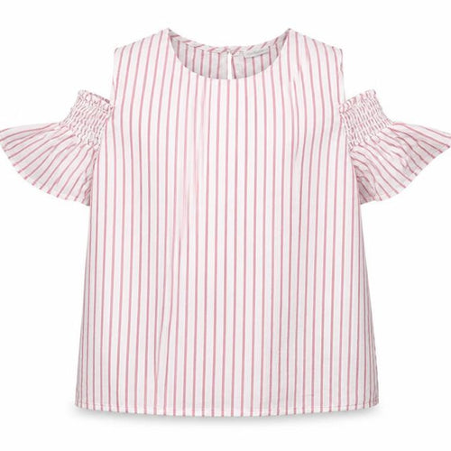 F&F Girls White Striped  Basic Blouse Size 10 Years