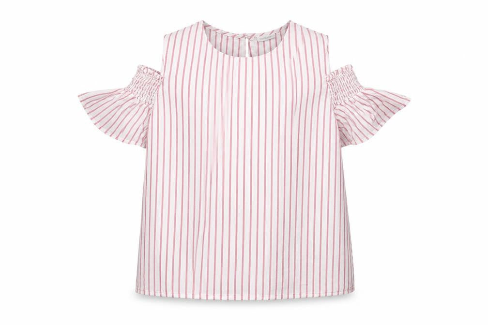 F&F Girls White Striped  Basic Blouse Size 10 Years