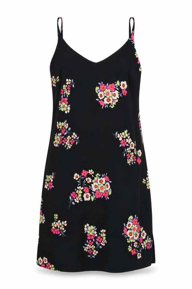 Front view of Primark women’s black floral slip dress, size UK 6