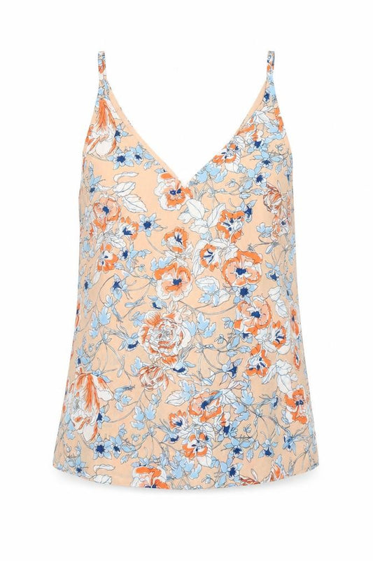 Front view of Papaya women’s orange floral camisole t-shirt, size UK 8