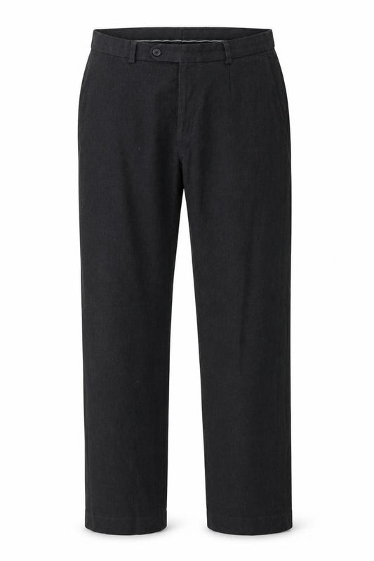 Front view of Skopes men’s grey trousers, size 34, in, 32-inch leg