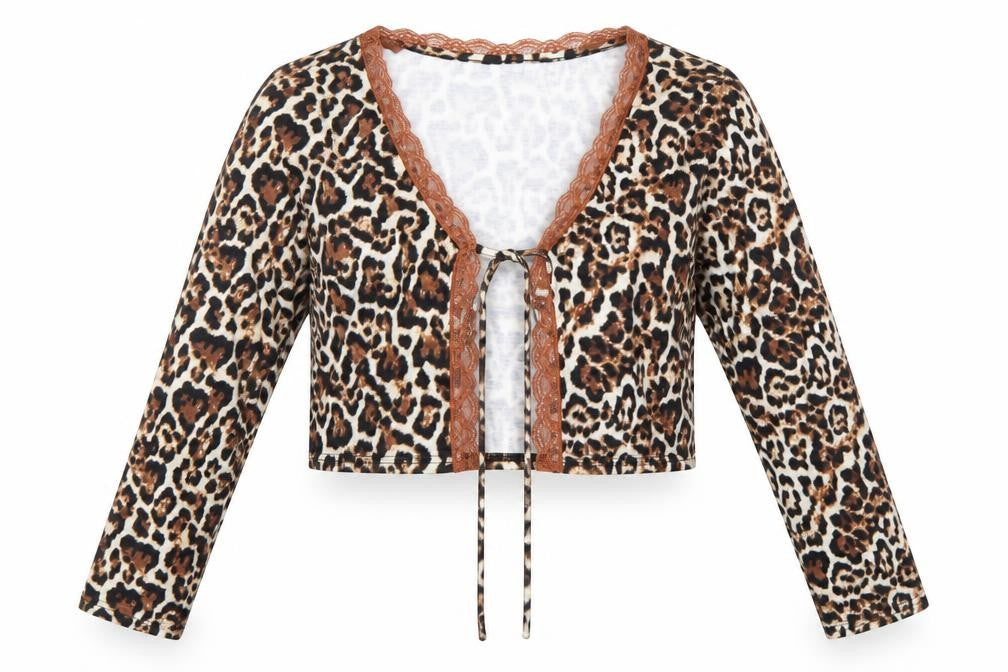 Front view of SHEIN women’s brown animal print basic blouse, size XL