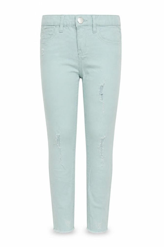 Front view of Denim & Co. girls’ blue straight jeans, size 9-10, years