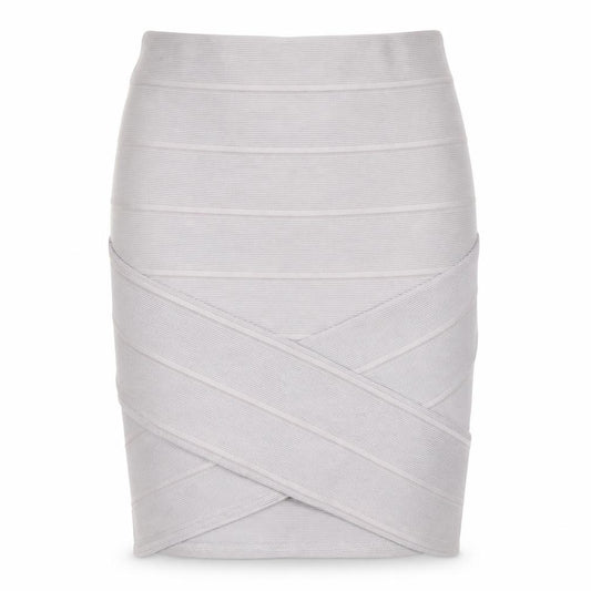 Front view of Miss Selfridge women’s grey a-line skirt, size UK 8