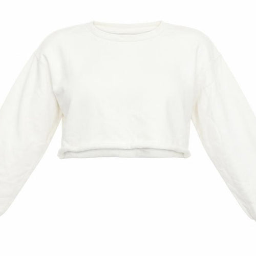 Prettylitlething Womens White   Pullover Sweatshirt Size 10  - crop top