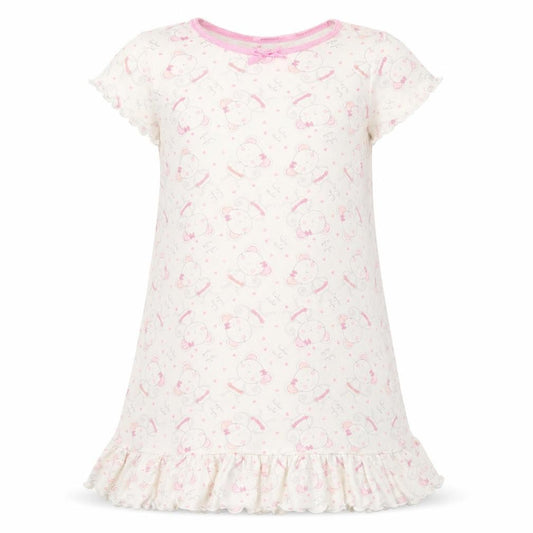 Front view of Matalan girls’ white geometric jersey top dress, size 3-4, years - mouse print