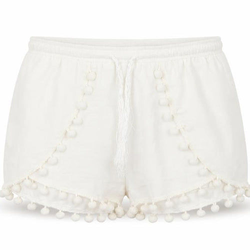 Vera & Lucy Womens White   Hot Pants Shorts Size L - Tassel Hem