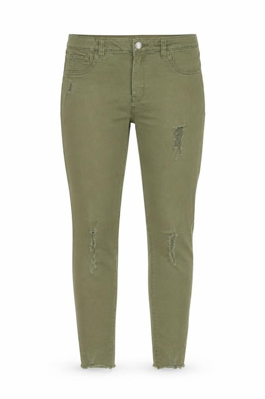 Front view of Denim CO girls’ green skinny jeans, size 13-14, years
