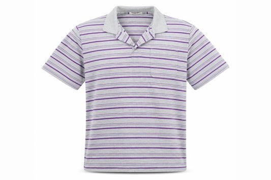 Front view of Etoile men’s grey striped t-shirt, size M