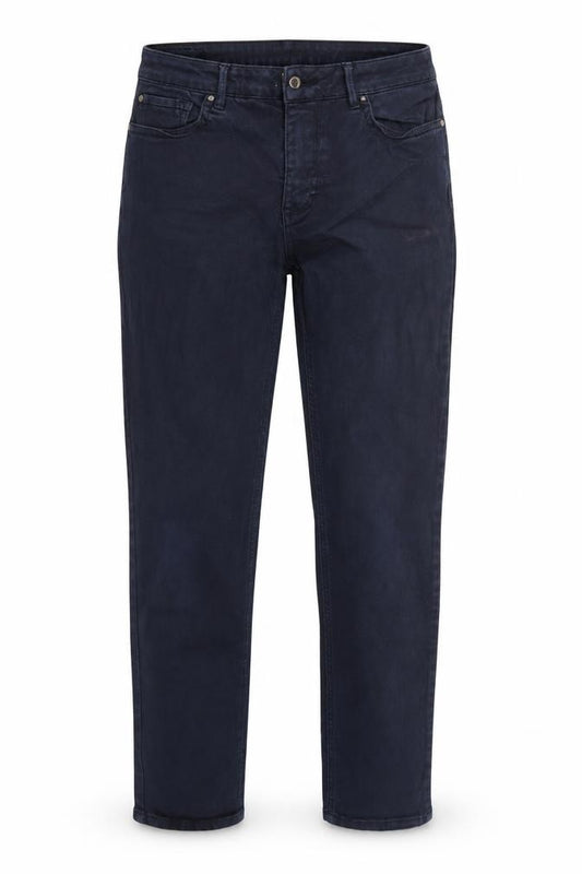 Front view of 1975 women’s blue straight jeans, size UK 10, 28-inch leg