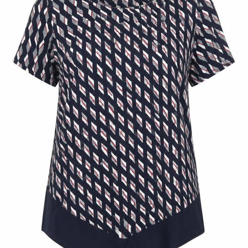 TU Womens Blue Geometric  Basic T-Shirt Size 8
