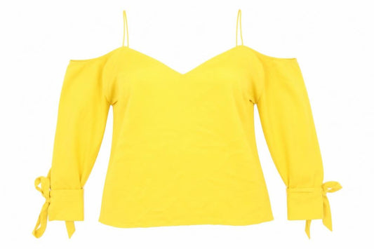 Front view of ASOS women’s yellow camisole blouse, size UK 10
