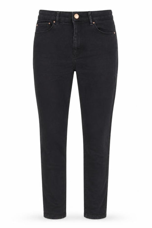 Front view of ASOS women’s black skinny jeans, size UK 28, in, 28-inch leg