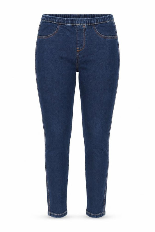 Front view of St Bernard for dunnes stores women’s blue denim jegging jeans, size UK 26, in, 27-inch leg