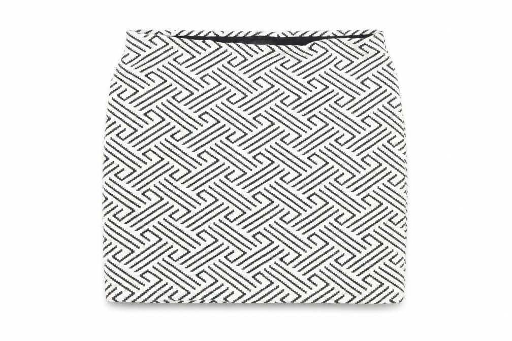 Front view of Atmosphere women’s white geometric a-line skirt, size UK 14