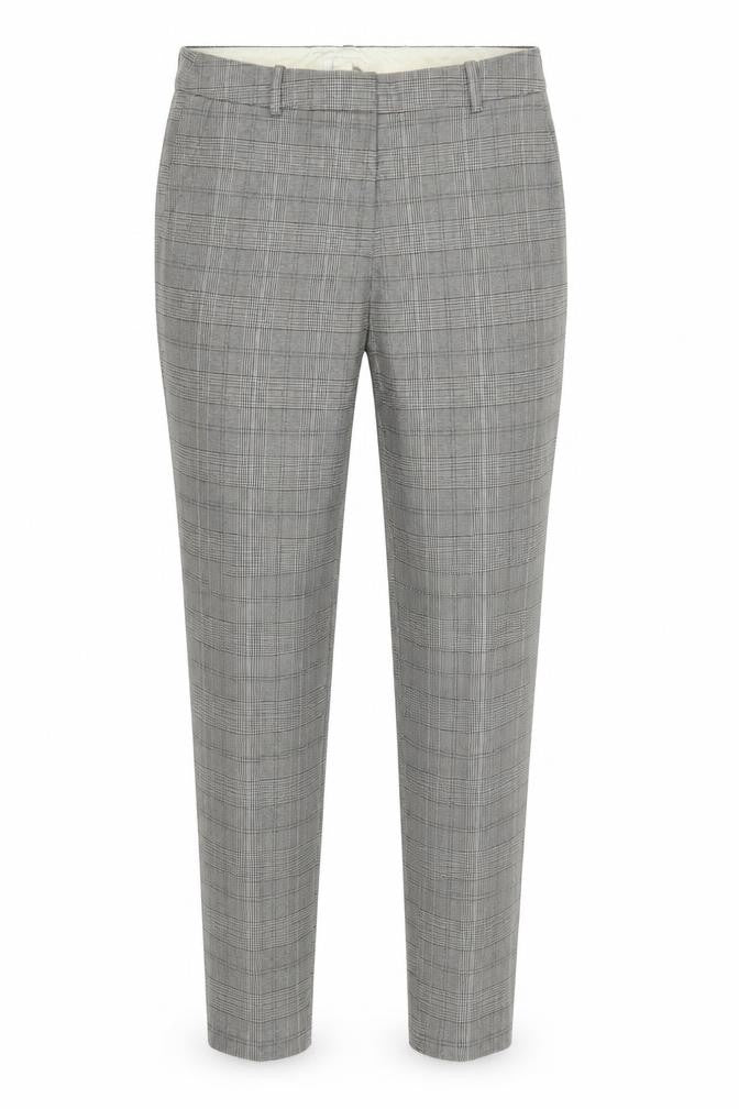 Front view of H&M women’s brown plaid trousers, size UK 38, 26-inch leg