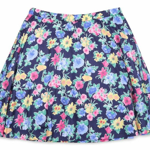 Classic Womens Blue Floral  Skater Skirt Size 33 in