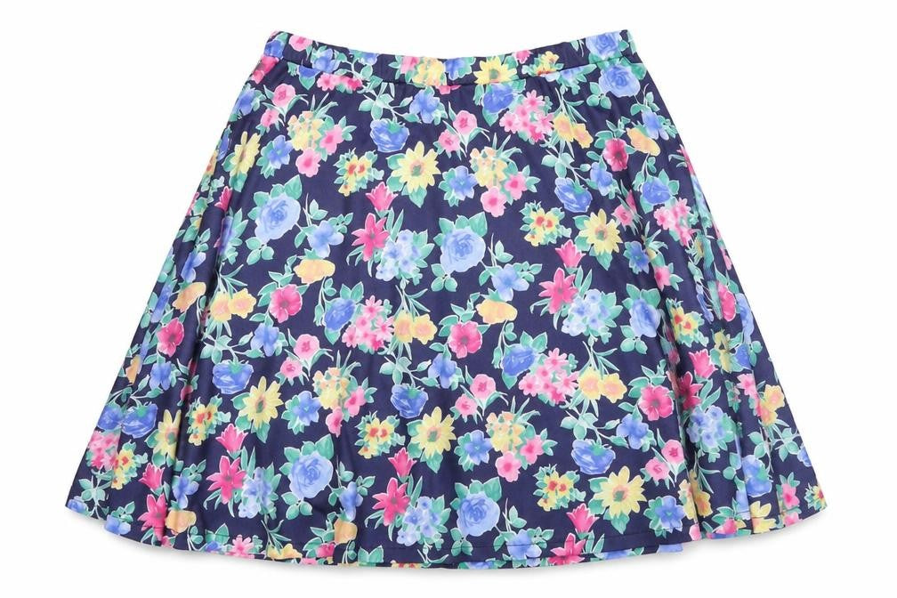 Classic Womens Blue Floral  Skater Skirt Size 33 in