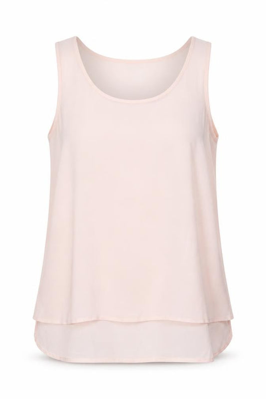 Front view of Papaya women’s pink basic tank, size UK 12