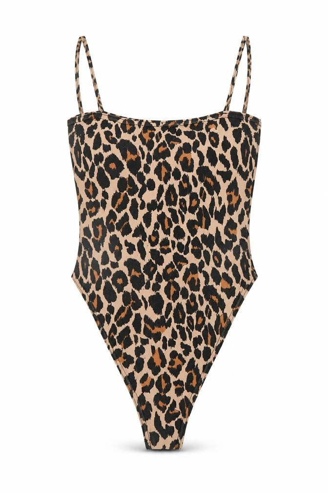 Boohoo Womens Beige Animal Print  Bodysuit One-Piece Size 8