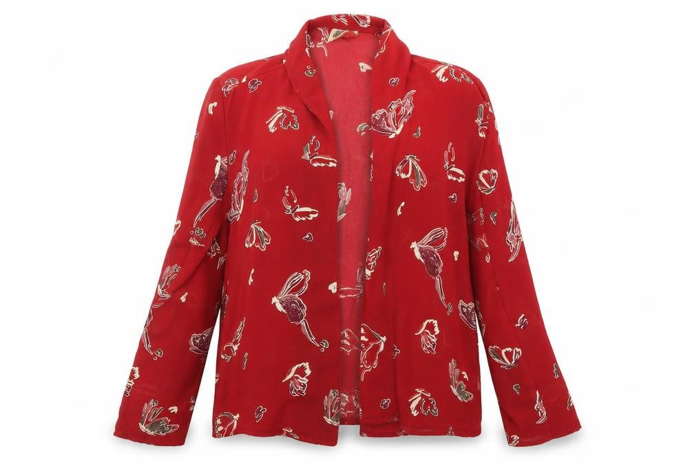 Cleo Womens Red Animal Print  Basic Blouse Size 14