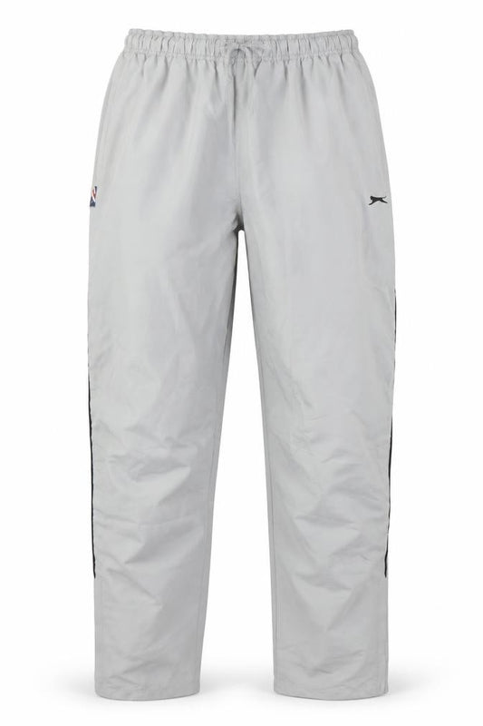 Front view of Slazenger men’s green rain trousers trousers, size S, 30-inch leg