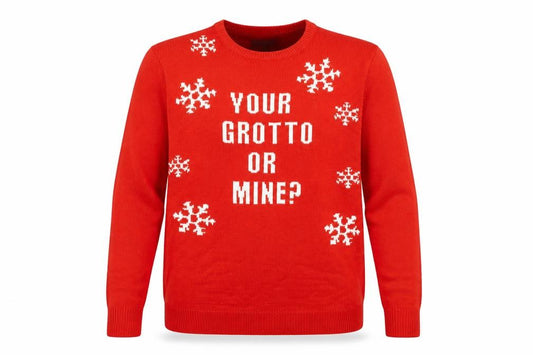 Front view of Studio men’s red jumper, size XL
