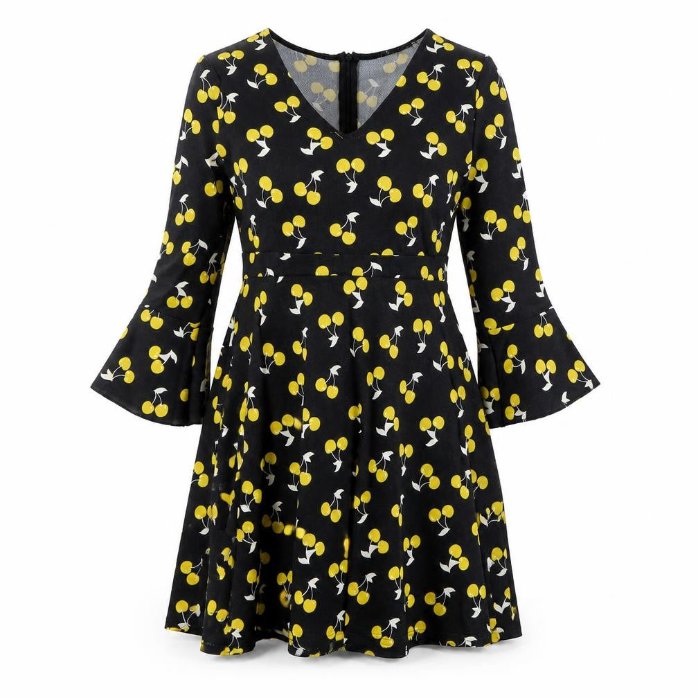 Boohoo Womens Black Polka Dot  Fit & Flare  Size 10