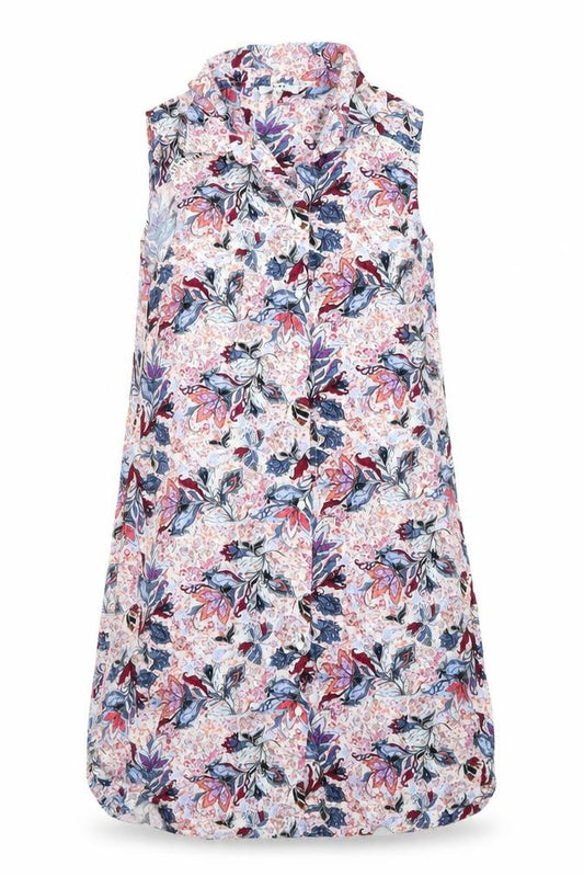 Front view of LH women’s multicoloured floral basic button-up, size UK 8