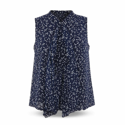 Oakridge Womens Blue Polka Dot  Basic Blouse Size M