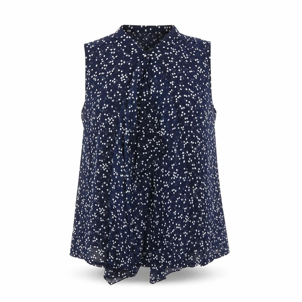 Oakridge Womens Blue Polka Dot  Basic Blouse Size M