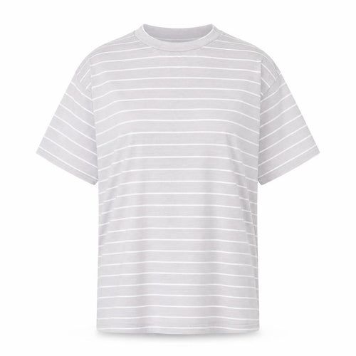 Prettylitlething Womens Grey Striped  Basic T-Shirt Size 8
