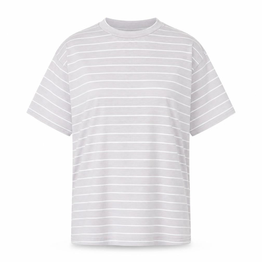 Prettylitlething Womens Grey Striped  Basic T-Shirt Size 8