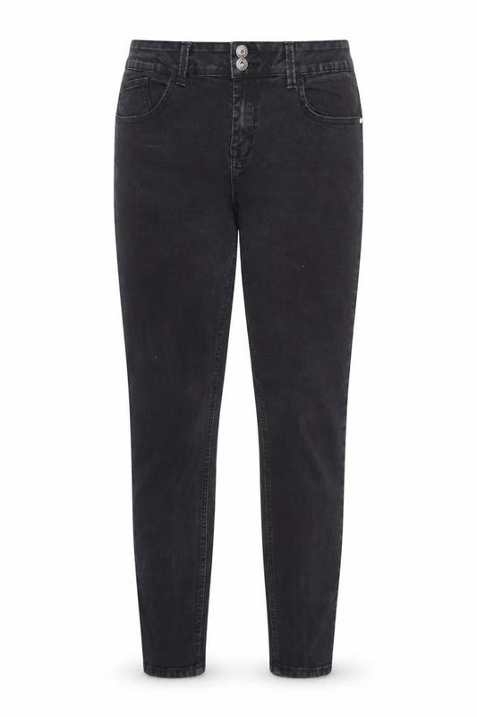 Front view of Denim co. women’s black denim skinny jeans, size UK 14, 28-inch leg