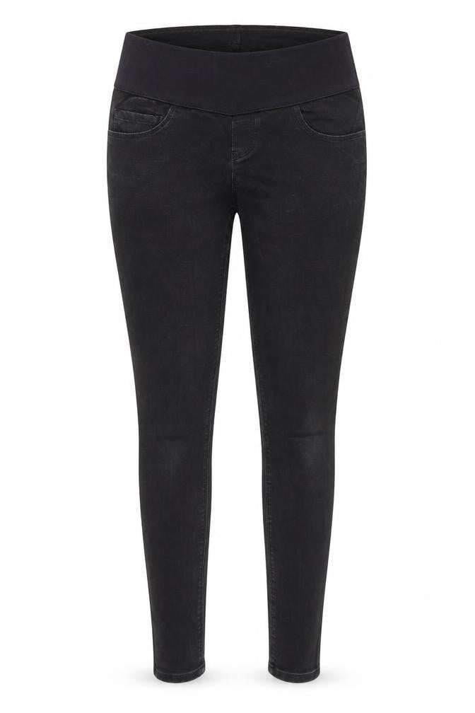 Front view of ASOS women’s black denim jegging jeans, size UK 8, 28-inch leg