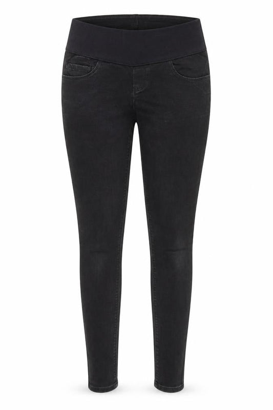 Front view of ASOS women’s black denim jegging jeans, size UK 8, 28-inch leg