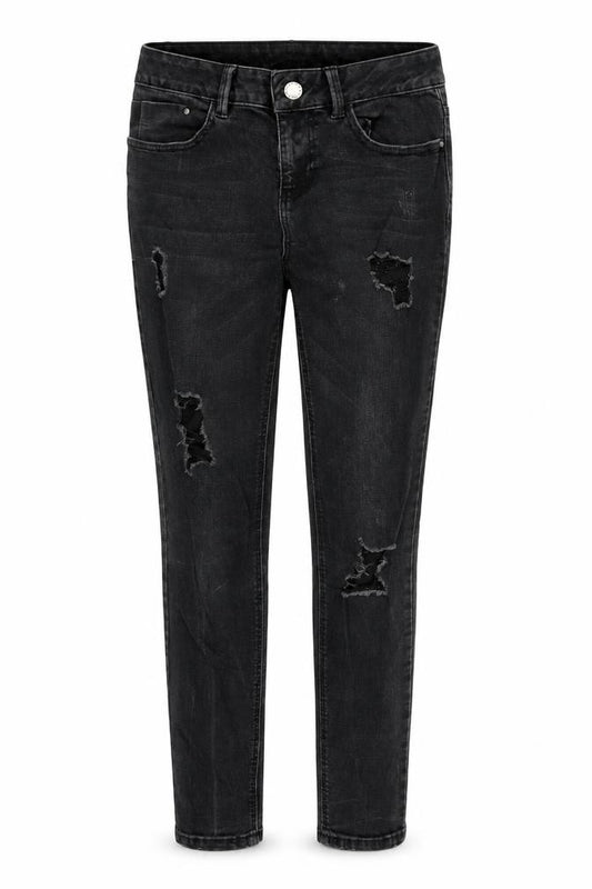 Front view of New Look girls’ black denim skinny jeans, size 12, years - distressed