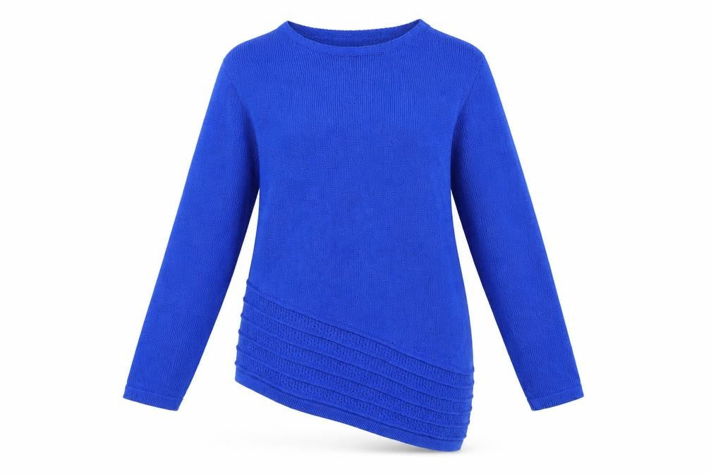 Mitzy Womens Blue  Knit Pullover Jumper Size M  - Assymetric