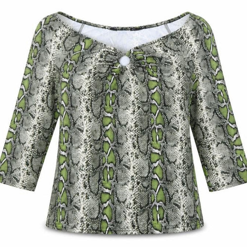 Dorothy Perkins Womens Green Animal Print  Basic Blouse Size 14