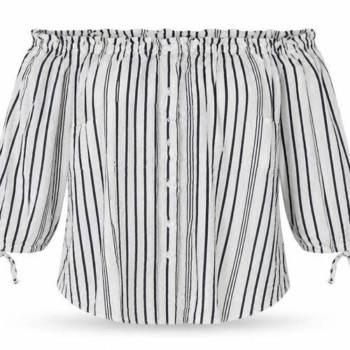 F&F Womens White Striped  Basic Blouse Size 8