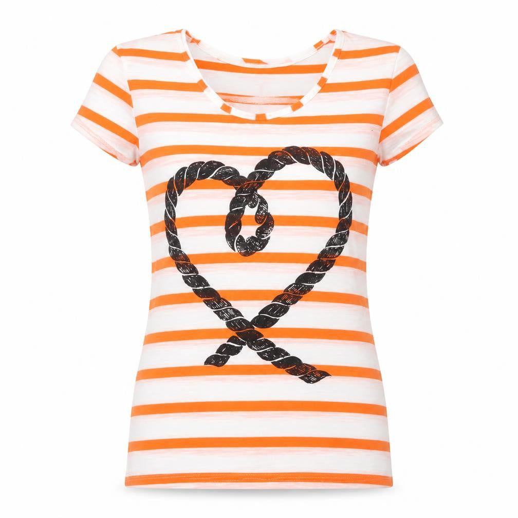 Therapy Womens White Striped Jersey Basic T-Shirt Size 8