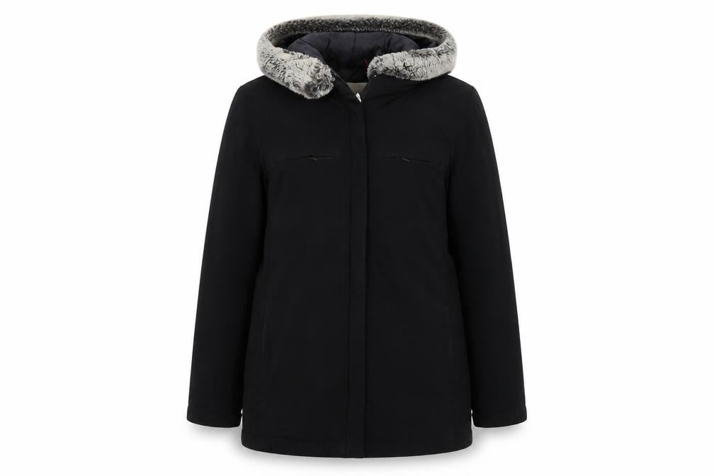 Front view of Next women’s black overcoat coat, size UK 8