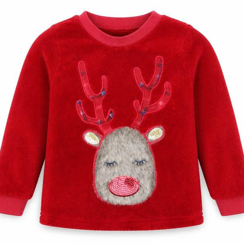 Matalan Girls Red   Pullover Sweatshirt Size 5 Years  - Christmas reindeer