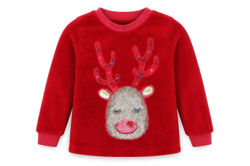 Matalan Girls Red   Pullover Sweatshirt Size 5 Years  - Christmas reindeer