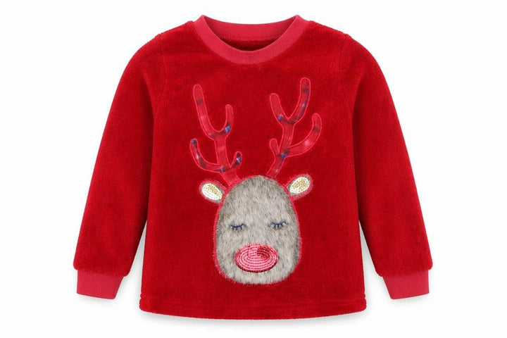 Matalan Girls Red   Pullover Sweatshirt Size 5 Years  - Christmas reindeer